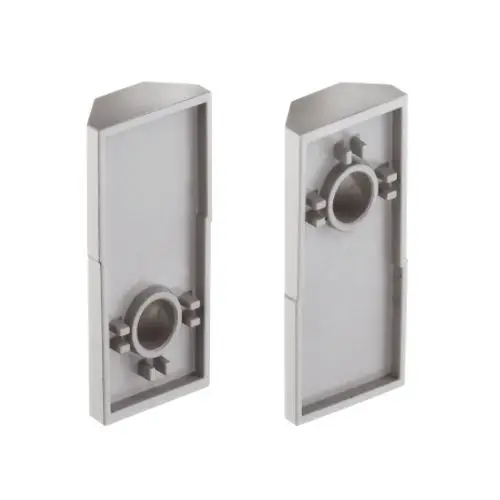 Zwei graue Wandmontageplatten mit Aussparungen, geeignet für die Installation eines Hansgrohe Raindance Duschsystems.
